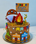 Arquivo de Corte Arraiá com Sanfona e Igreja em Camadas — Formato .Studio