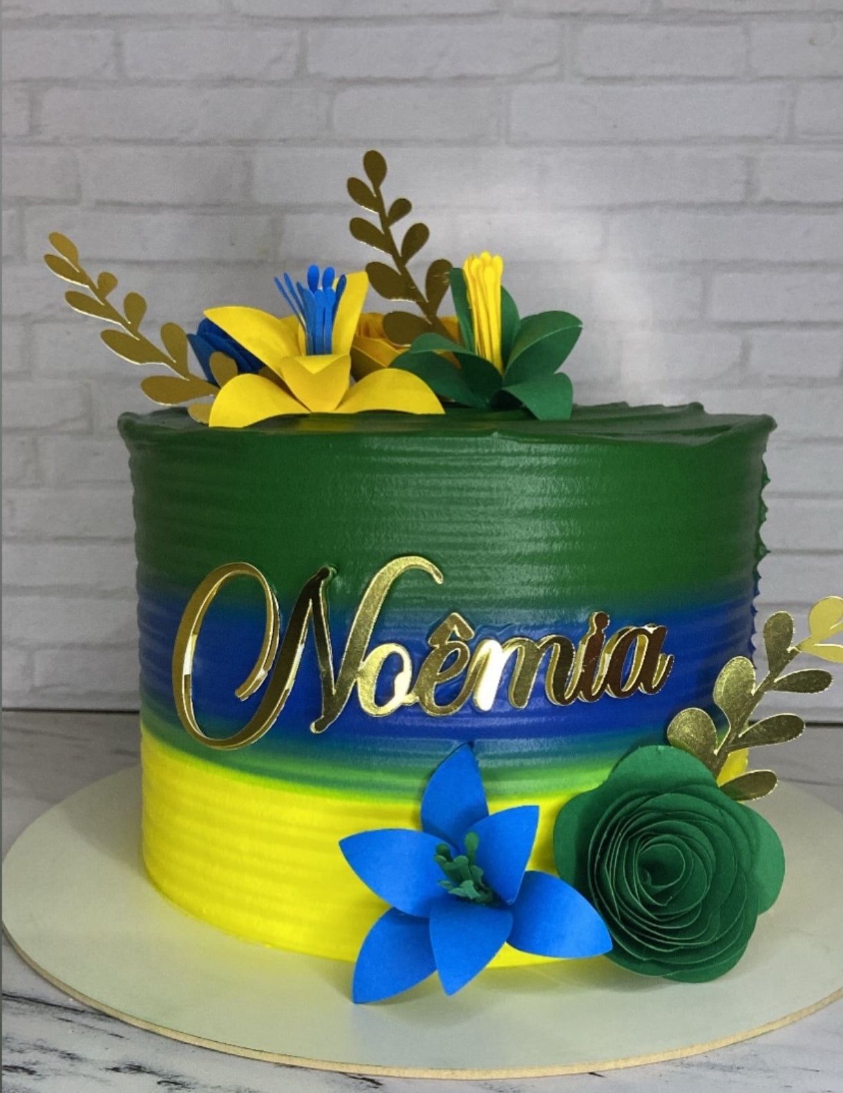 Arquivo de corte Topo de Bolo Flores cor Brasil