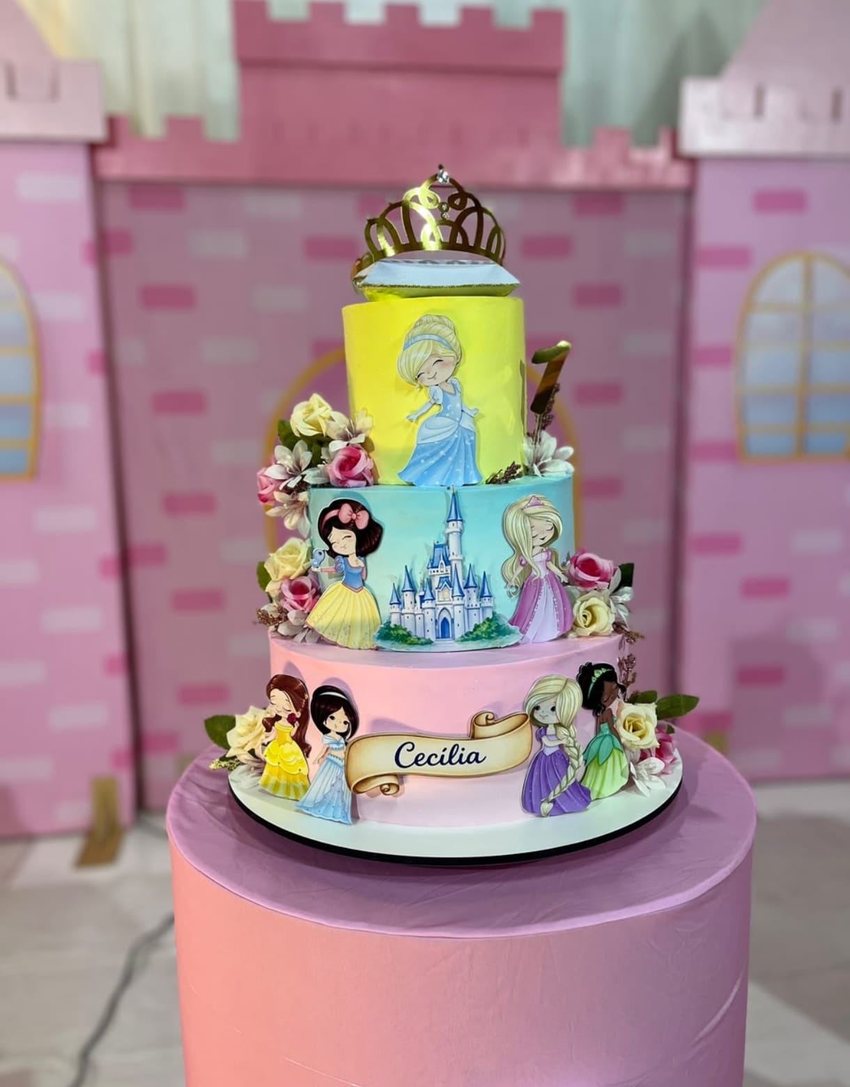 Arquivo de topo de bolo Princesas Cute com Coroa 3D