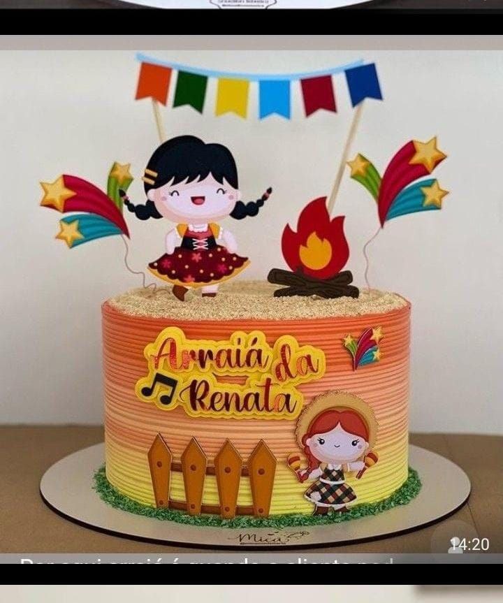 Arquivo de topo de bolo Arraiá Meninas